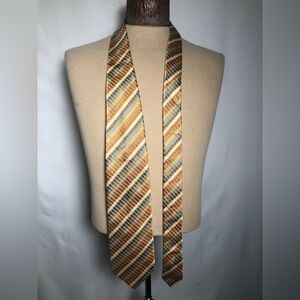 - Mens Vintage Gold, Gray, Yellow Silk Tie. From Italy. Gattonero.